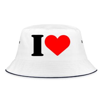 I LOVE - Bucket Hat - Weiß/Navy - Vorne