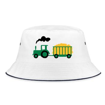 traktor kind geschenk - Bucket Hat - Weiß/Navy - Vorne