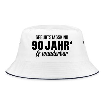 Geburtstagskind 90 wunderbar - Bucket Hat - Weiß/Navy - Vorne