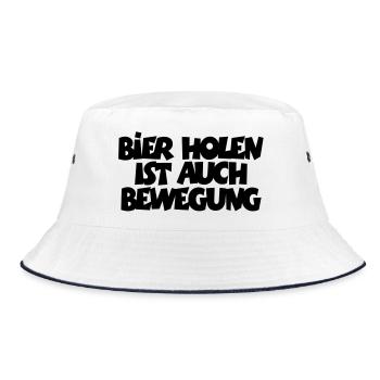 Get Beer is also movement - Bucket Hat - white/navy - Front