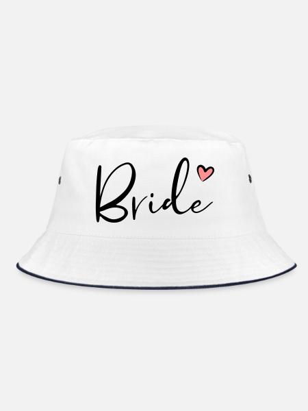 Bride Herz Junggesellinnenabschied Geschenk - Bucket Hat - Weiß/Navy - Vorne