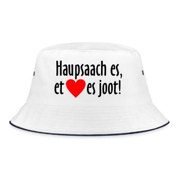 Haupsaach es et Hätz es joot - Kölsche Sprüche - Bucket Hat - Weiß/Navy - Vorne