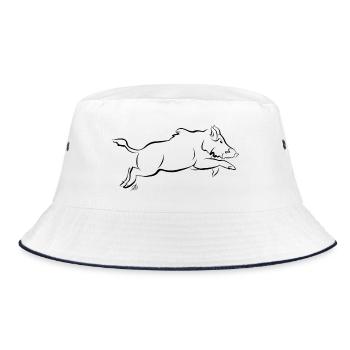 Wildschwein im Sprung - Bucket Hat - Weiß/Navy - Vorne