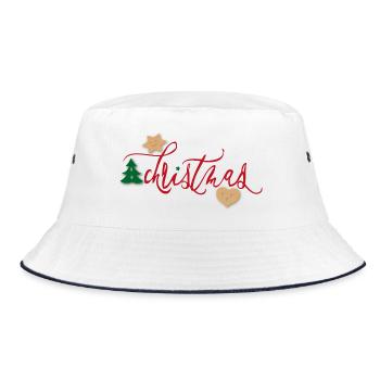 Christmas, Pfefferkuchen, Weihnachten - Bucket Hat - Weiß/Navy - Vorne