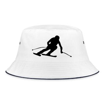Skiing Ski jumping winter sports Super G - Bucket Hat - white/navy - Front