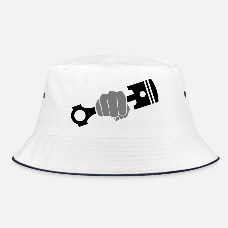 Fist holds engine piston Bucket Hat