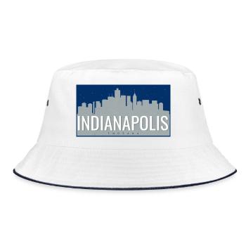 Indianapolis Skyline Night - Bucket Hat - white/navy - Front