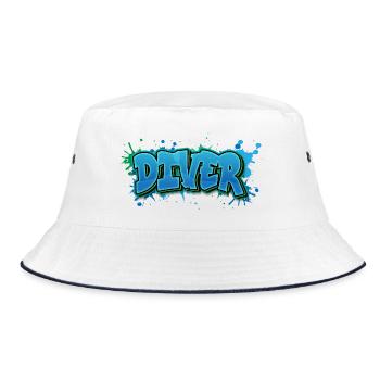 Diver Graffiti Paint Splash - Gift for Divers - Bucket Hat - white/navy - Front