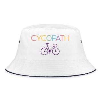 Geschenke für Radfahrer – Cycopath - Bucket Hat - Weiß/Navy - Vorne
