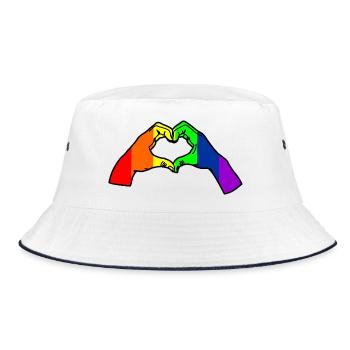 Rainbow hand love - Bucket Hat - white/navy - Front
