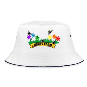 Honigfarm mit bunten Blumen - Bucket Hat - Weiß/Navy - Vorne