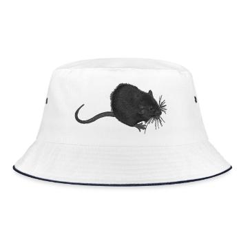 tierdesigns verschenken, ratte, süße Kleintiere - Bucket Hat - Weiß/Navy - Vorne