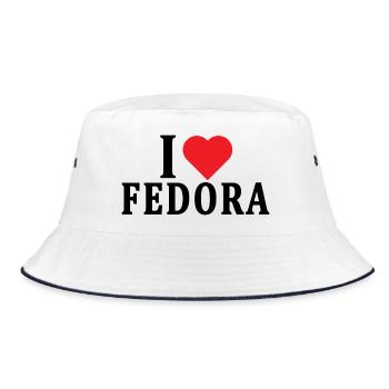 T-Shirt Ich liebe Fedora Geschenk T-Shirt - Bucket Hat - Weiß/Navy - Vorne