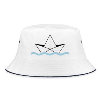 Paper Ship - Bucket Hat - white/navy - Front