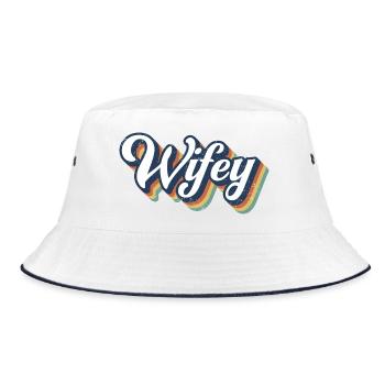 Retro Wifey Matching Paar Hochzeitsfeier Ehe - Bucket Hat - Weiß/Navy - Vorne
