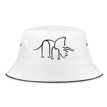 Dinosaur Triceratops Dino Line Art - Bucket Hat - white/navy - Front