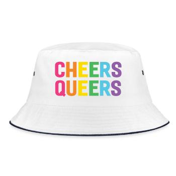 LGBTQ Cheers Queers - Bucket Hat - Weiß/Navy - Vorne