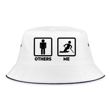 Skifahrer Strichmännchen - Bucket Hat - Weiß/Navy - Vorne