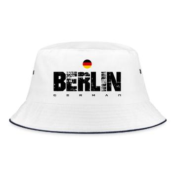 Minimalistisches deutsches Rondell-Wappen - Bucket Hat - Weiß/Navy - Vorne