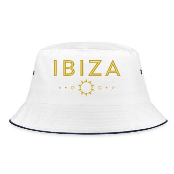 IBIZA-Golden Sun Design - Bucket Hat - Weiß/Navy - Vorne