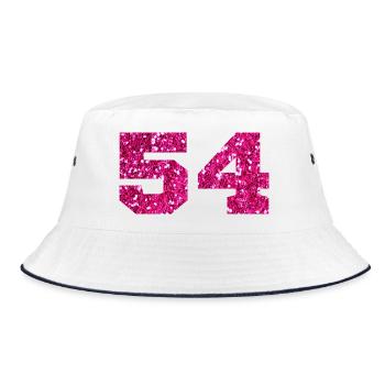 Number 54 Pink Glitter - 54th Anniversary - Bucket Hat - white/navy - Front