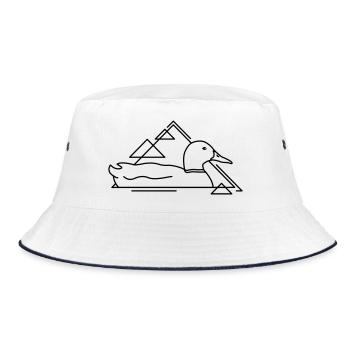 Schwimmende Ente in geometrischem Design - Bucket Hat - Weiß/Navy - Vorne