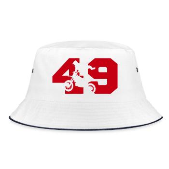 Moto 49 Biker - Bucket Hat - Weiß/Navy - Vorne