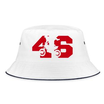 Moto 46 Biker - Bucket Hat - Weiß/Navy - Vorne