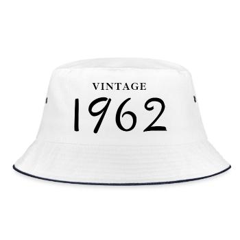 Jahrgang 1962 - Geschenkidee zum Geburtstag - Bucket Hat - Weiß/Navy - Vorne