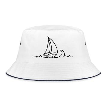 Skizze des Reisenden - Bucket Hat - Weiß/Navy - Vorne