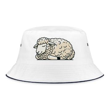 Schaf - Bucket Hat - Weiß/Navy - Vorne
