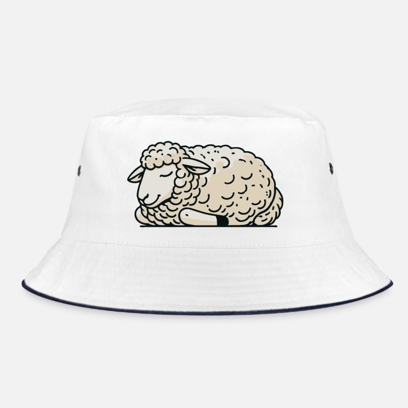 Schaf - Bucket Hat - Weiß/Navy