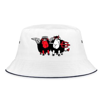 2 Sheep Angel Devil Satan Hell Evil Heaven Good - Bucket Hat - white/navy - Front