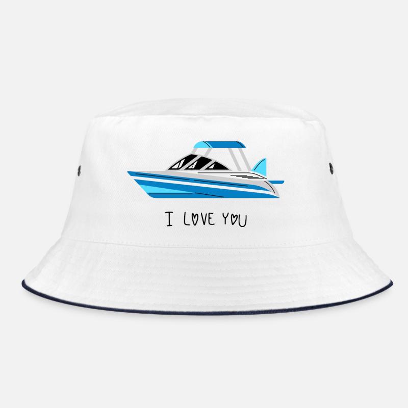 Motorboot Sportboot - Bucket Hat - Weiß/Navy