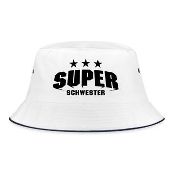 Super Schwester - Bucket Hat - Weiß/Navy - Vorne