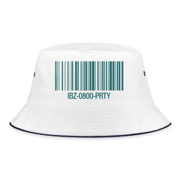 IBZ-0800-PRTY – Barcode Party Ticket - Bucket Hat - Weiß/Navy - Vorne