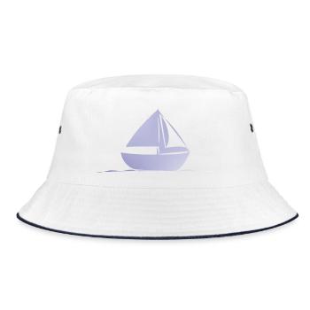 Minimalist Sailboat in Light Blue - Bucket Hat - white/navy - Front