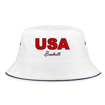 USA Baseball - United States of America - Amerika - Bucket Hat - Weiß/Navy - Vorne