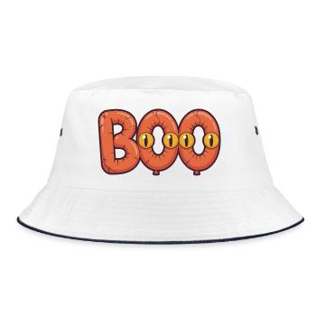 Halloween Boo Gruselige Buchstaben mit gruseligen Leuchtaugen - Bucket Hat - Weiß/Navy - Vorne