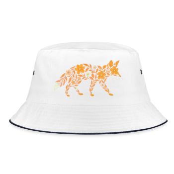 Nordic Floral - Soft Orange Fox - Bucket Hat - white/navy - Front