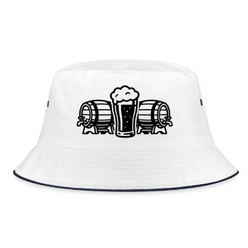 Beer Beer Barrel Beer Glass - Bucket Hat - white/navy - Front