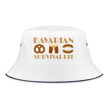 Bayerischer Bier- und Wurst-Wander-Design - Bucket Hat - Weiß/Navy - Vorne