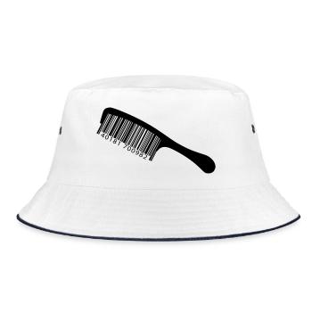 Illustration comb with barcode - Bucket Hat - white/navy - Front