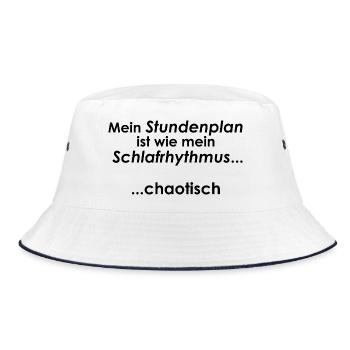 Unispruch "Schlafrhytmus" Geschenk, Studenten - Bucket Hat - Weiß/Navy - Vorne