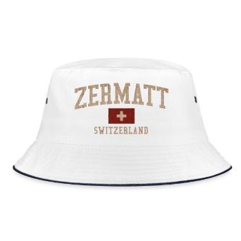 Zermatt Wallis - Vintage Switzerland - Bucket Hat - Weiß/Navy - Vorne
