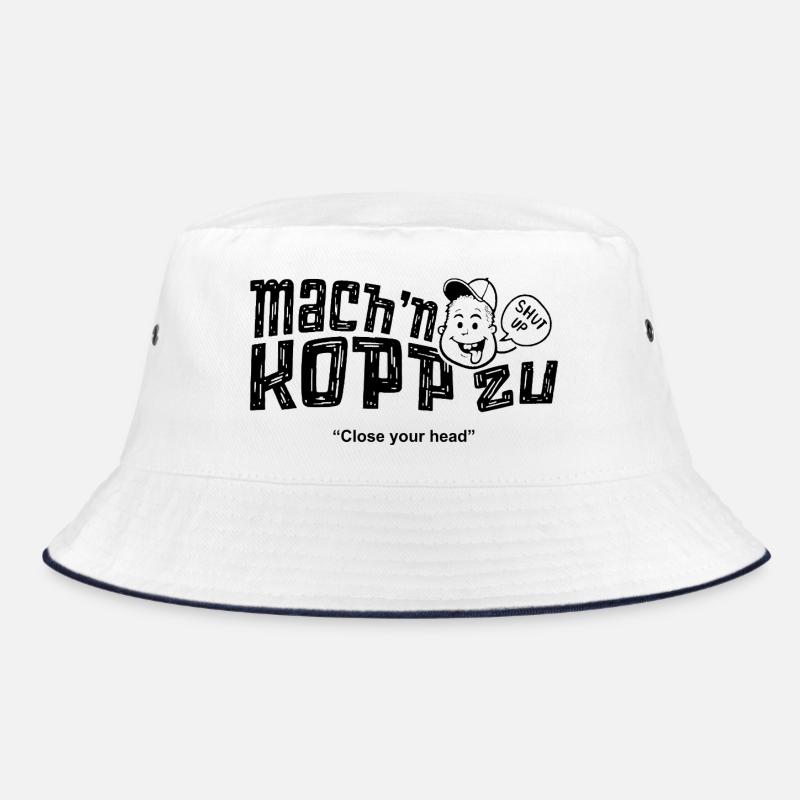 machn Kopp zu - Bucket Hat - Weiß/Navy