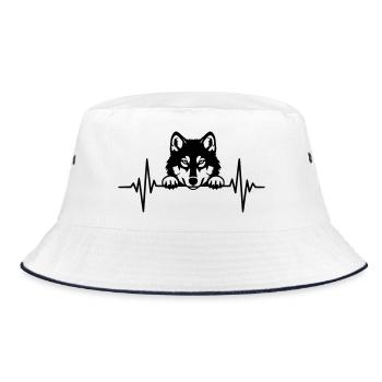 Husky Heartbeat – Dog ECG - Bucket Hat - white/navy - Front