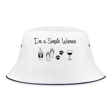 Simple Woman - Bucket Hat - Weiß/Navy - Vorne