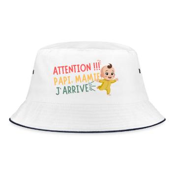 Attention Papi, Mamie J'arrive Annonce Bébé Humour - Bob - blanc/marine - Devant