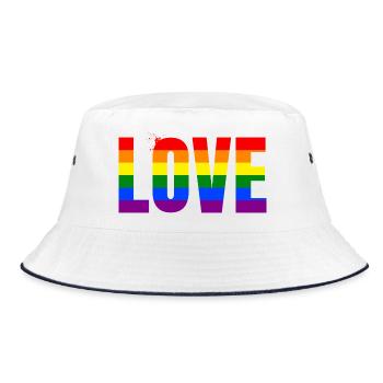 LOVE Rainbow Statement – Bold Equality Message - Bucket Hat - white/navy - Front